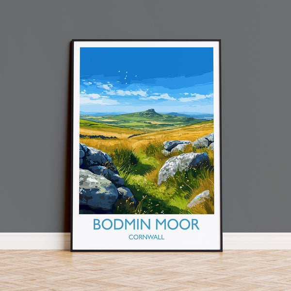 Bodmin Moor Travel Print, Travel Poster of Bodmin Moor, England, Cornwall Art, Bodmin Moor Gift, Wall Art Print