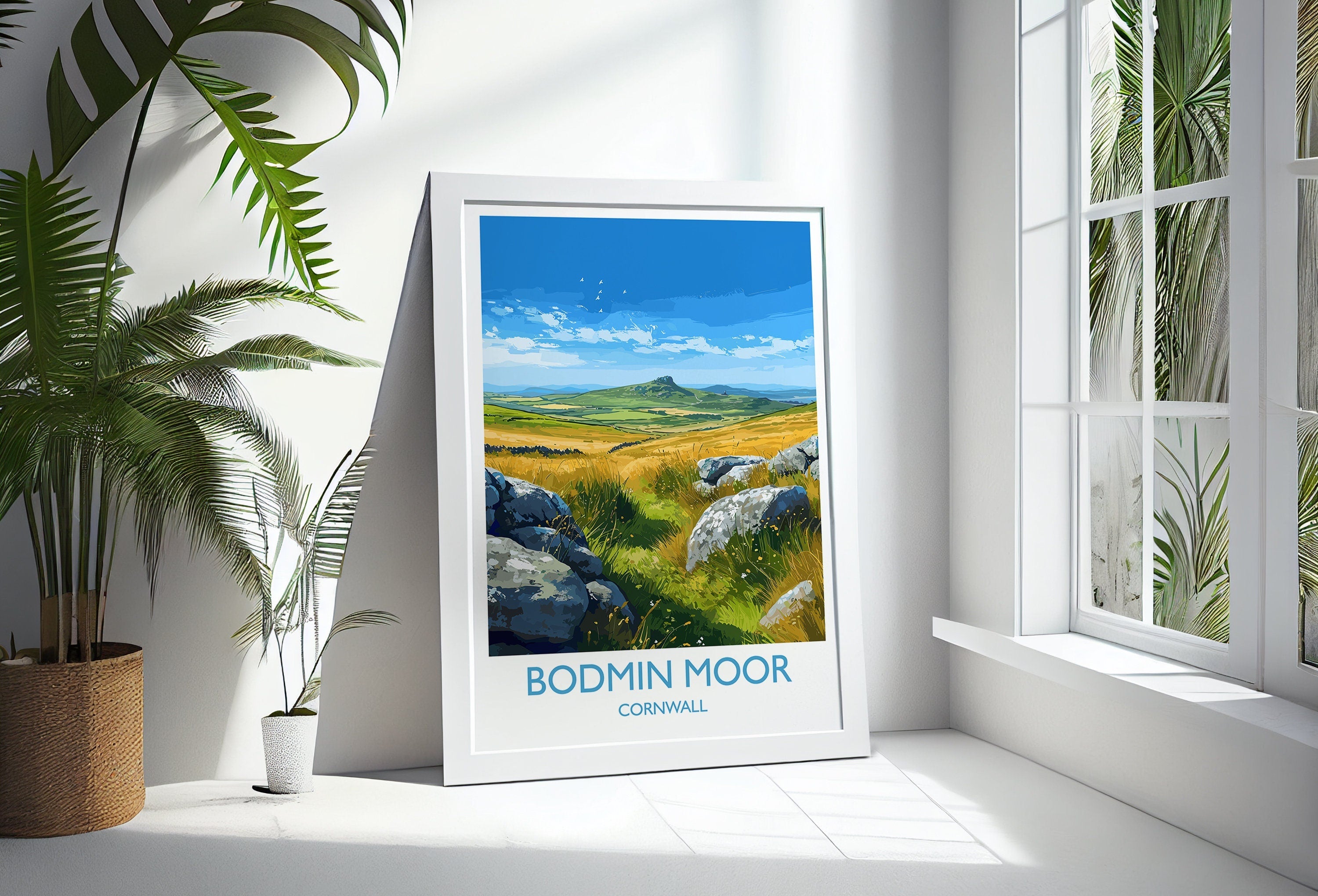 Bodmin Moor Travel Print, Travel Poster of Bodmin Moor, England, Cornwall Art, Bodmin Moor Gift, Wall Art Print NQ Media Designs