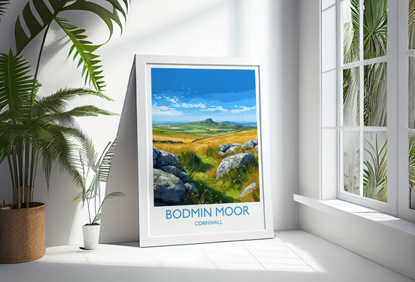 Bodmin Moor Travel Print, Travel Poster of Bodmin Moor, England, Cornwall Art, Bodmin Moor Gift, Wall Art Print
