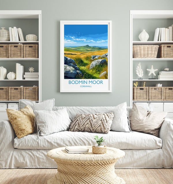 Bodmin Moor Travel Print, Travel Poster of Bodmin Moor, England, Cornwall Art, Bodmin Moor Gift, Wall Art Print