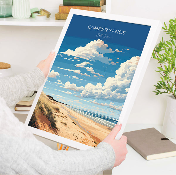 Camber Sands Travel Print Wall Art, Camber Sands Travel Poster, East Sussex, English Coastal Art, Camber Sands Gift, Wall Art Print