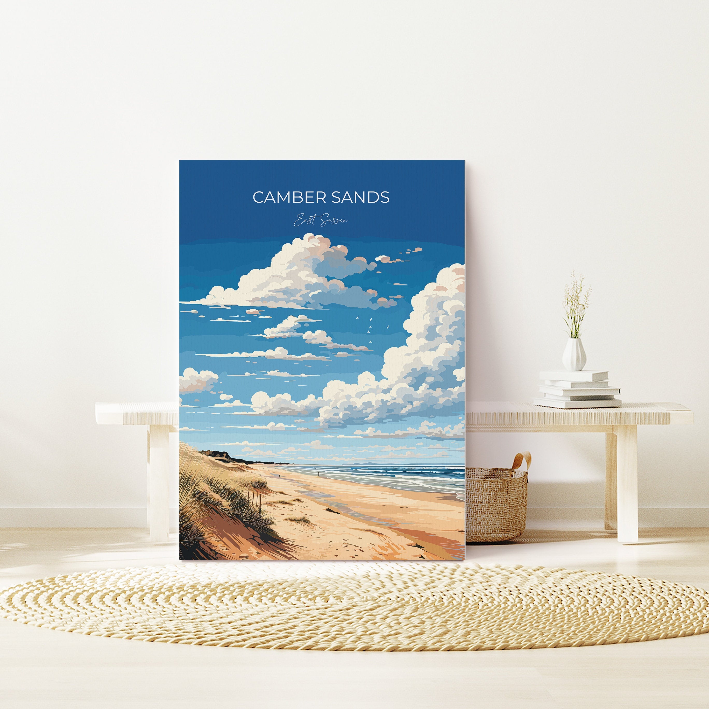 Camber Sands Travel Print Wall Art, Camber Sands Travel Poster, East Sussex, English Coastal Art, Camber Sands Gift, Wall Art Print NQ Media Designs