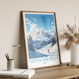 Cortina d'Ampezzo Wall Art Travel Poster, Travel Print of Cortina d'Ampezzo, Ski Poster Art Gift, Italy Dolomites Ski Art Travel Lovers Gift NQ Media Designs