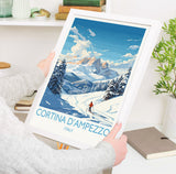 Cortina d'Ampezzo Wall Art Travel Poster, Travel Print of Cortina d'Ampezzo, Ski Poster Art Gift, Italy Dolomites Ski Art Travel Lovers Gift NQ Media Designs