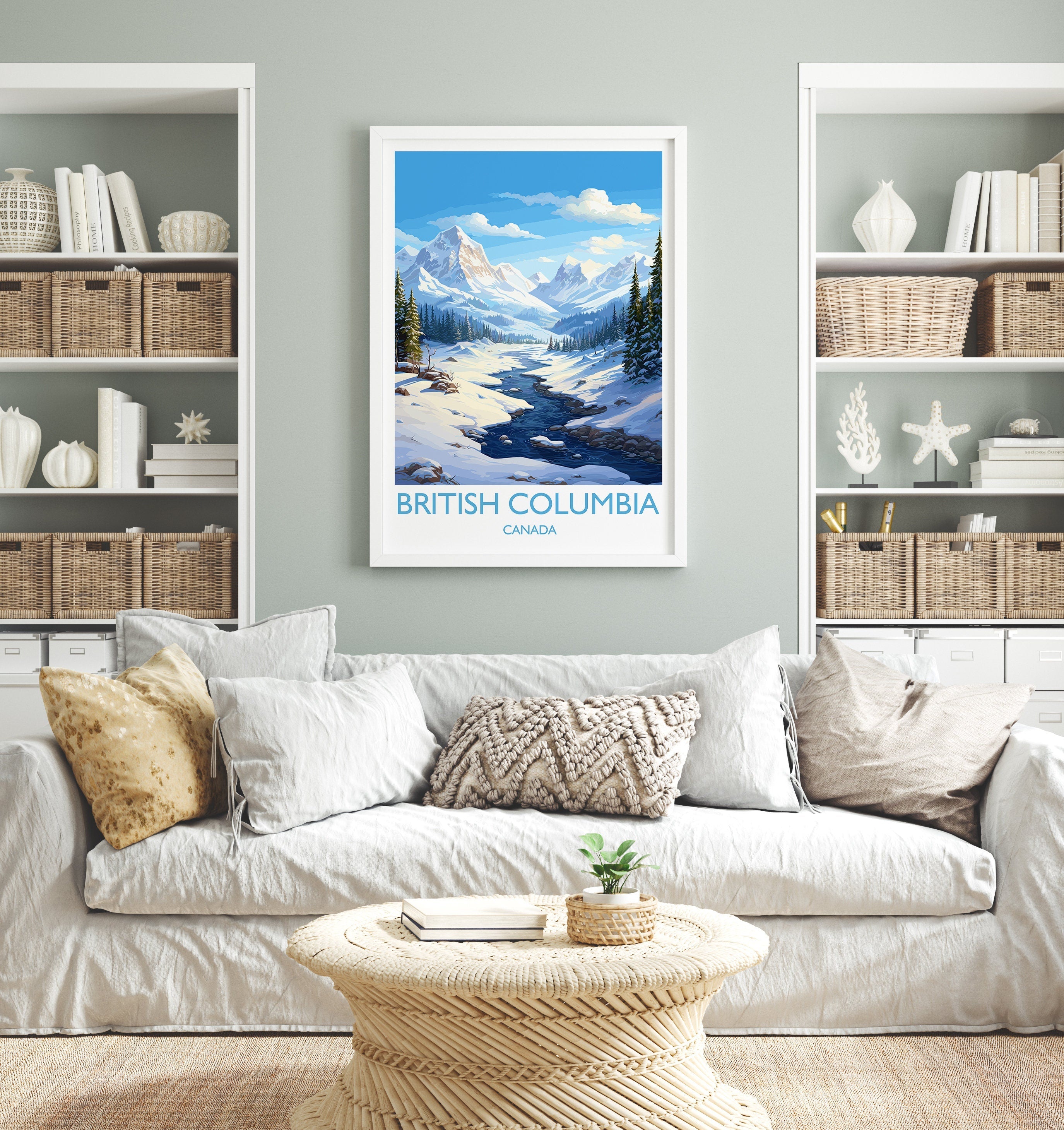 British Columbia Wall Art Travel Poster, Travel Print of British Columbia, British Columbia Art Lovers Gift, Canada Winter Art Travel Gift NQ Media Designs