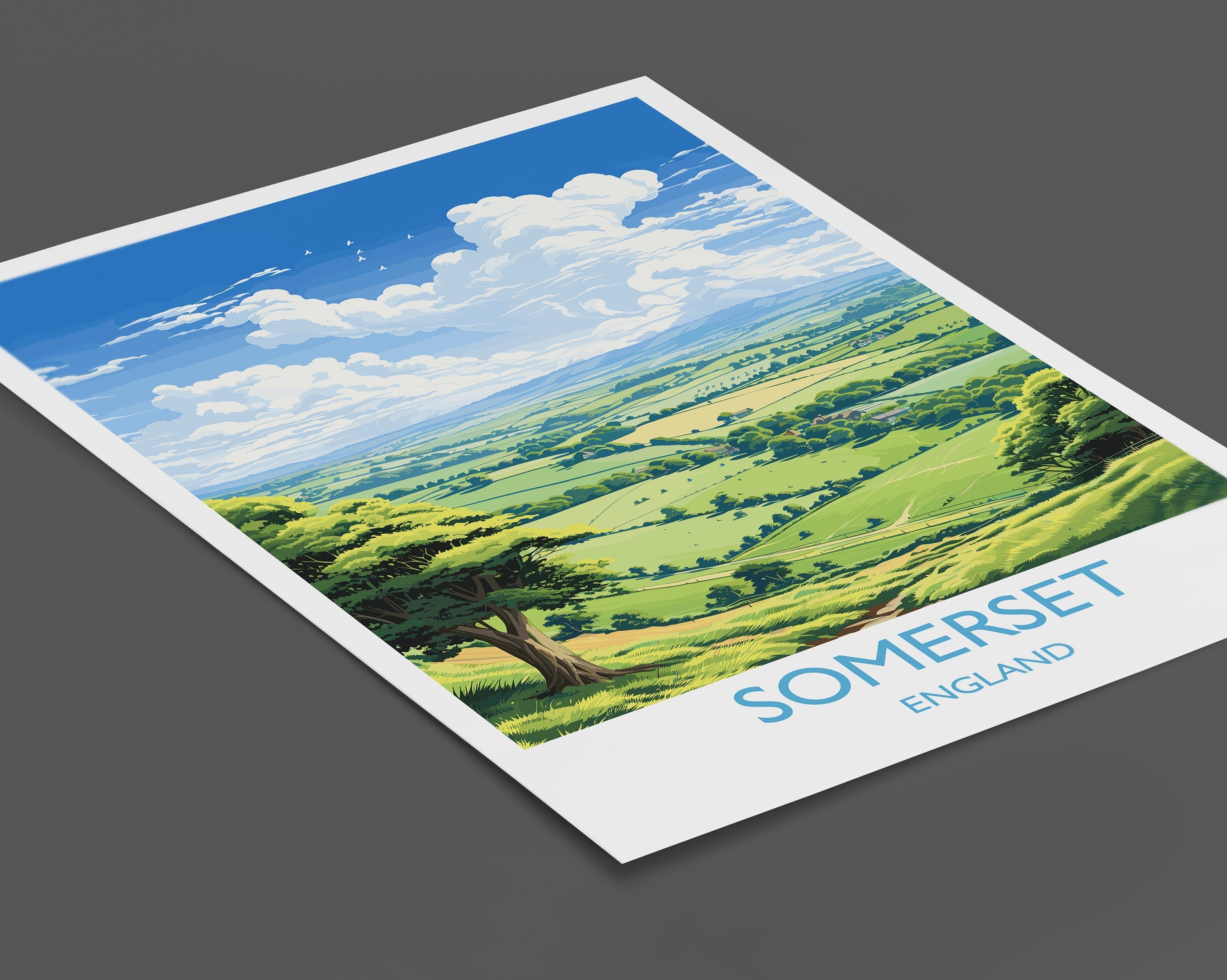 Somerset Print Wall Art, Travel Poster of Somerset, England, Somerset Art Lovers Gift, England Wall Art Print NQ Media Designs