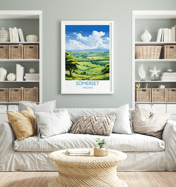 Somerset Print Wall Art, Travel Poster of Somerset, England, Somerset Art Lovers Gift, England Wall Art Print