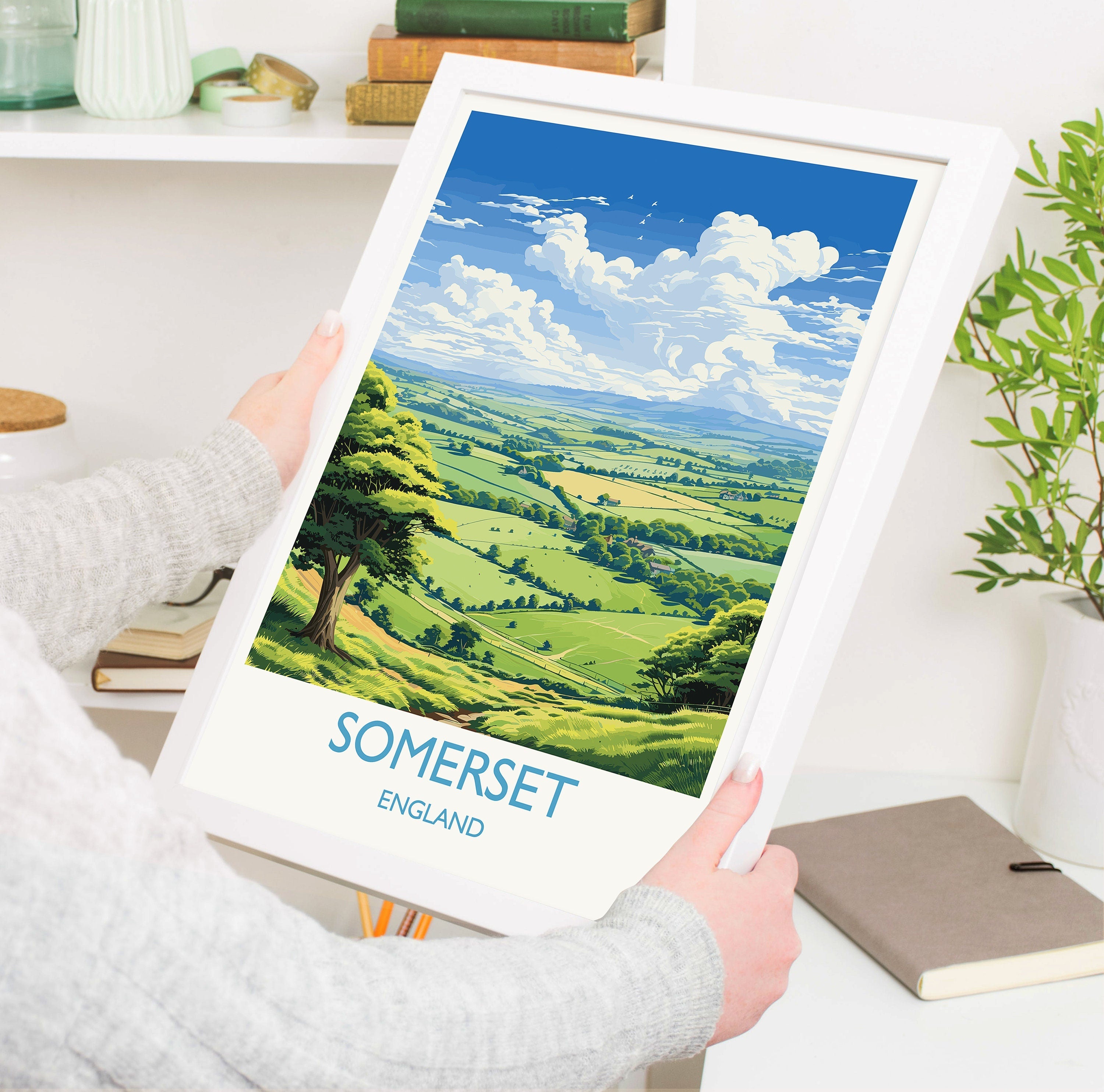 Somerset Print Wall Art, Travel Poster of Somerset, England, Somerset Art Lovers Gift, England Wall Art Print NQ Media Designs