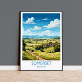 Somerset Poster Wall Art, Travel Print of Somerset, England, Somerset Art Lovers Gift, England Wall Art Print NQ Media Designs