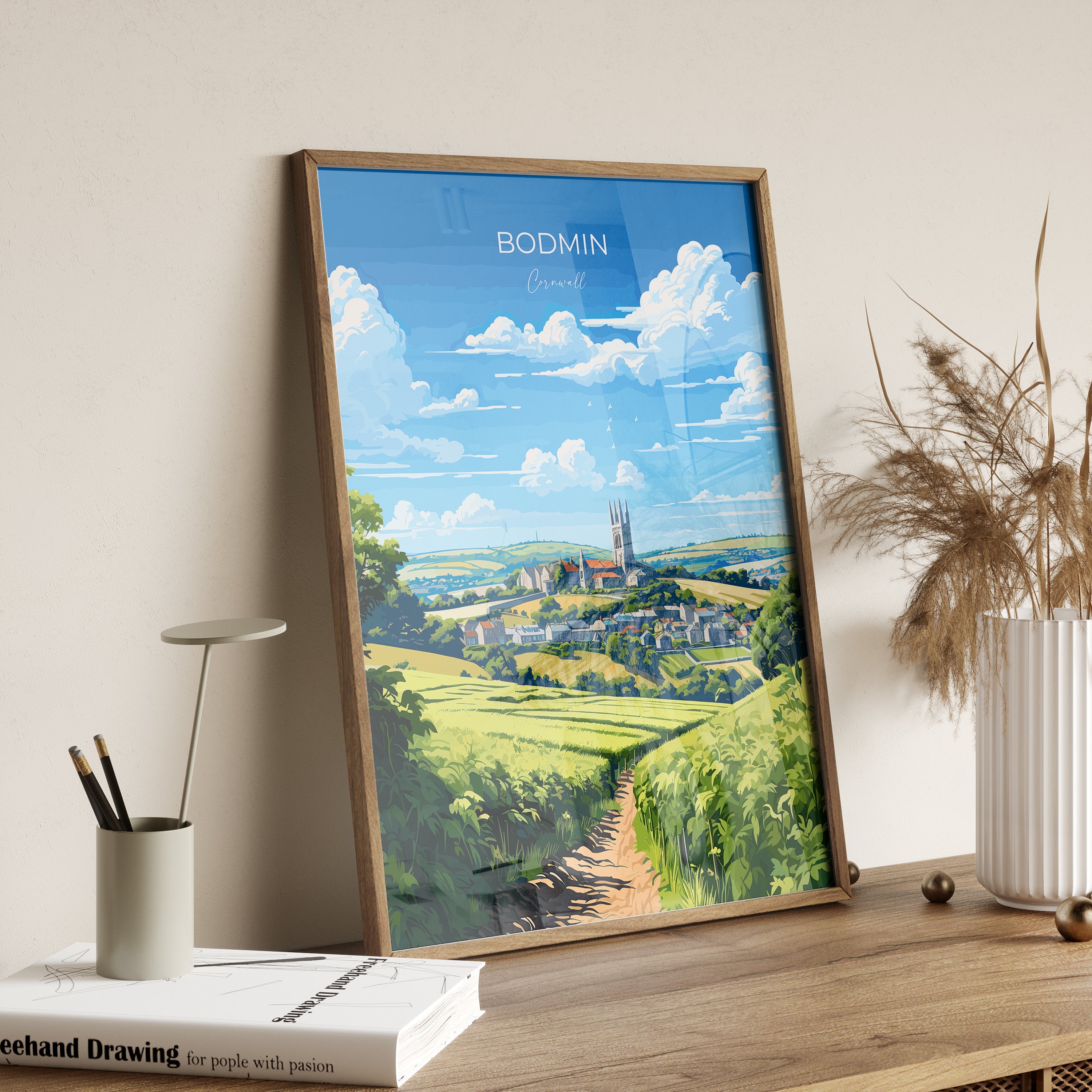 Bodmin Travel Poster, Travel Print of Bodmin, England, Cornwall Art Lovers Gift, Bodmin Gift, Wall Art Print NQ Media Designs