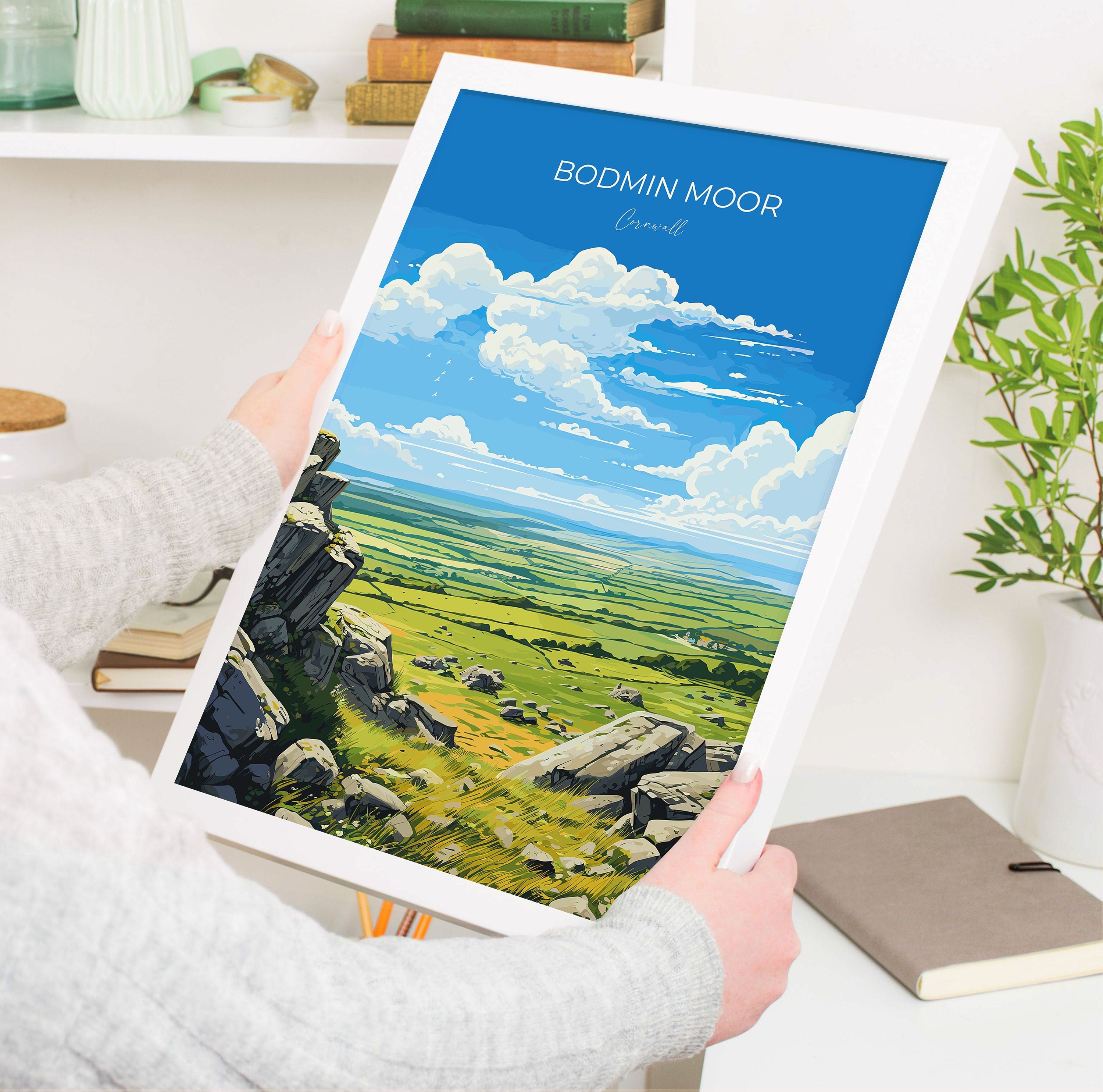 Bodmin Moor Travel Poster, Travel Print of Bodmin Moor, England, Cornwall Art Lovers Gift, Bodmin Moor Gift, Wall Art Print NQ Media Designs