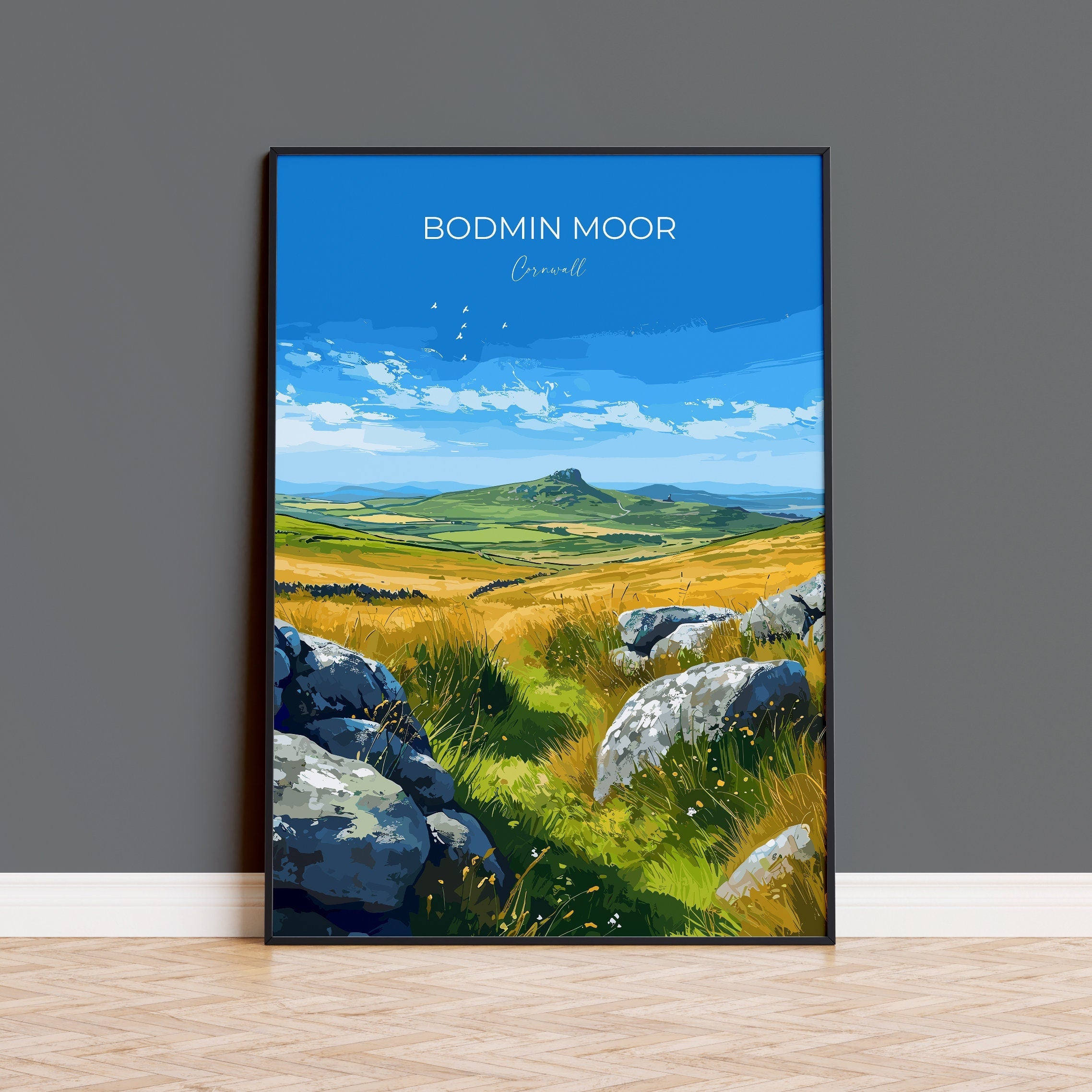 Bodmin Moor Travel Print, Travel Poster of Bodmin Moor, England, Cornwall Art Lovers Gift, Bodmin Moor Gift, Wall Art Print NQ Media Designs