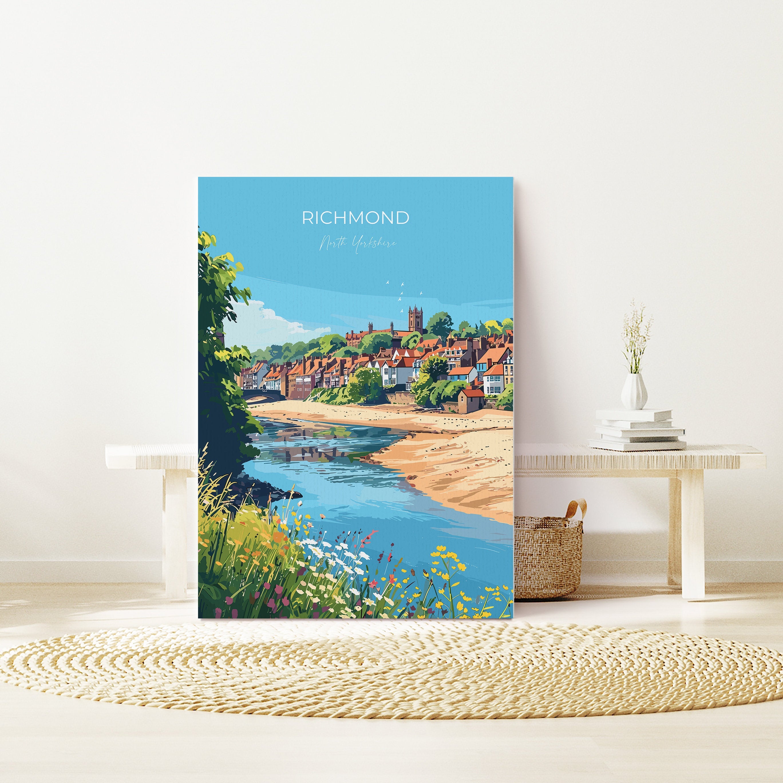 Richmond Travel Print, Travel Poster of Richmond, North Yorkshire Gift, England, Richmond Art Lovers Gift, Wall Art Print NQ Media Designs