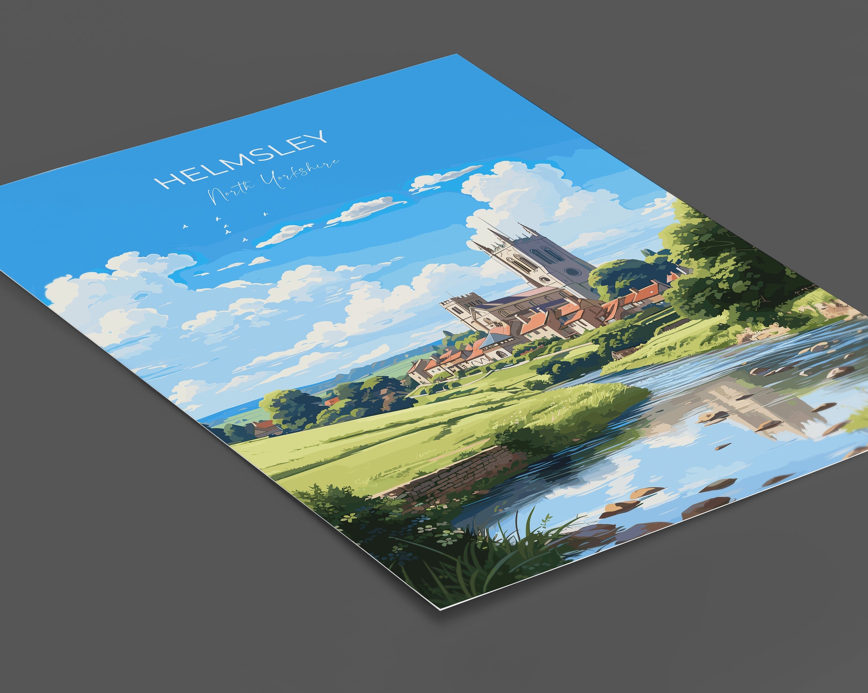 Helmsley Travel Poster, Travel Print of Helmsley, Yorkshire Gift, England, North Yorkshire Art, Helmsley Gift, Wall Art Lovers Print NQ Media Designs