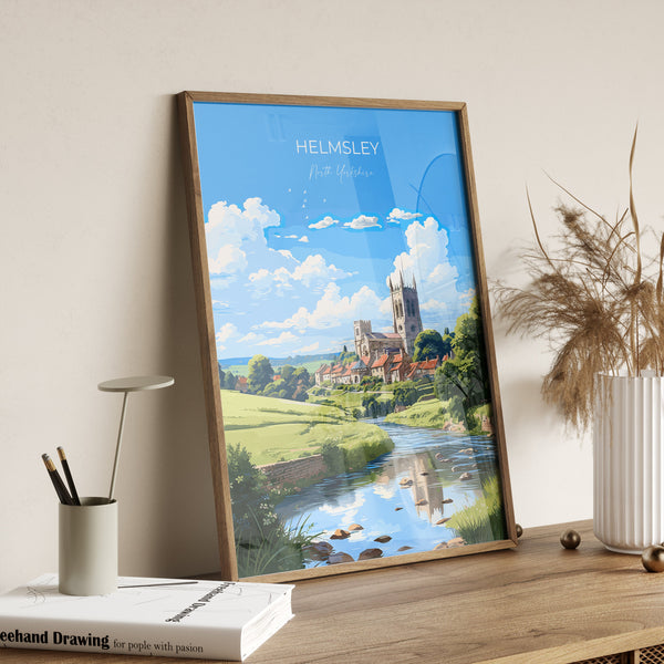Helmsley Travel Poster, Travel Print of Helmsley, Yorkshire Gift, England, North Yorkshire Art, Helmsley Gift, Wall Art Lovers Print