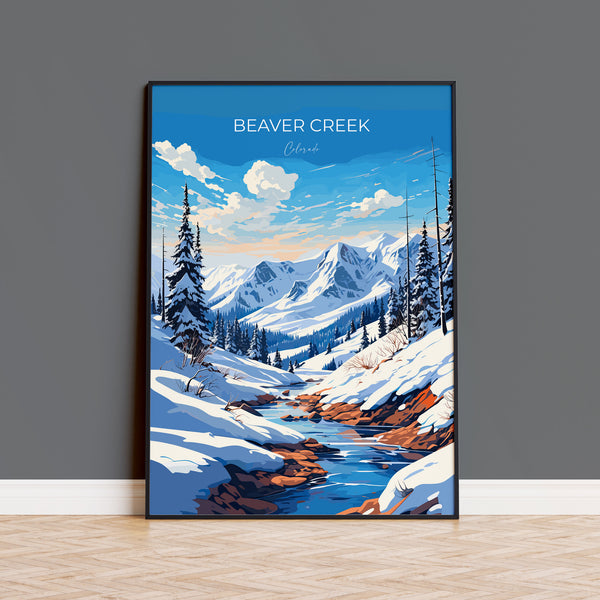 Beaver Creek Travel Poster Wall Art, Travel Print of Beaver Creek, Colorado, USA, Beaver Creek Art Lovers Gift