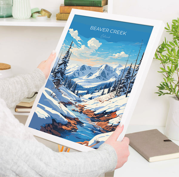 Beaver Creek Travel Poster Wall Art, Travel Print of Beaver Creek, Colorado, USA, Beaver Creek Art Lovers Gift