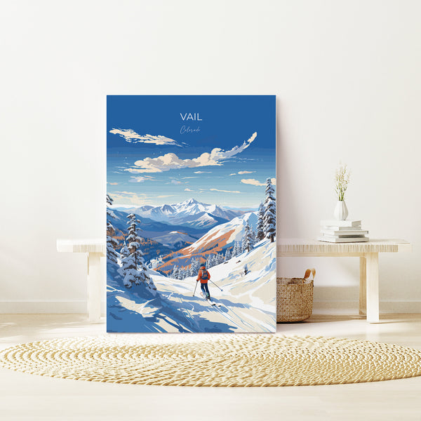 Vail Travel Poster Wall Art, Travel Print of Vail, Colorado, USA, Vail Art Lovers Gift