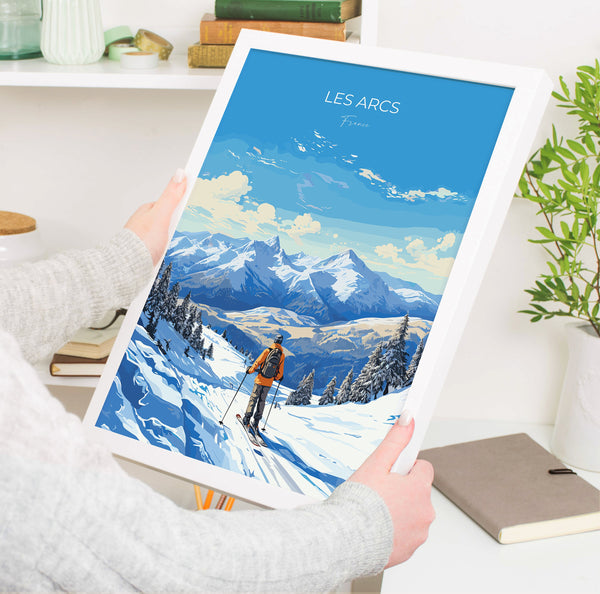 Les Arcs Wall Art Travel Poster, Travel Print of Les Arcs , Ski Poster, Les Arcs Art Gift, France Ski Art Travel Gift