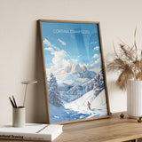 Cortina d'Ampezzo Wall Art Travel Poster, Travel Print of Cortina d'Ampezzo, Ski Poster Art Gift, Italy Dolomites Ski Art Travel Lovers Gift NQ Media Designs