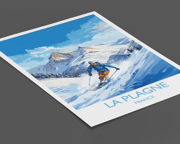 La Plagne Wall Art Travel Poster, Travel Print of La Plagne, Ski Poster, La Plagne Art Gift, France Ski Art Travel Gift