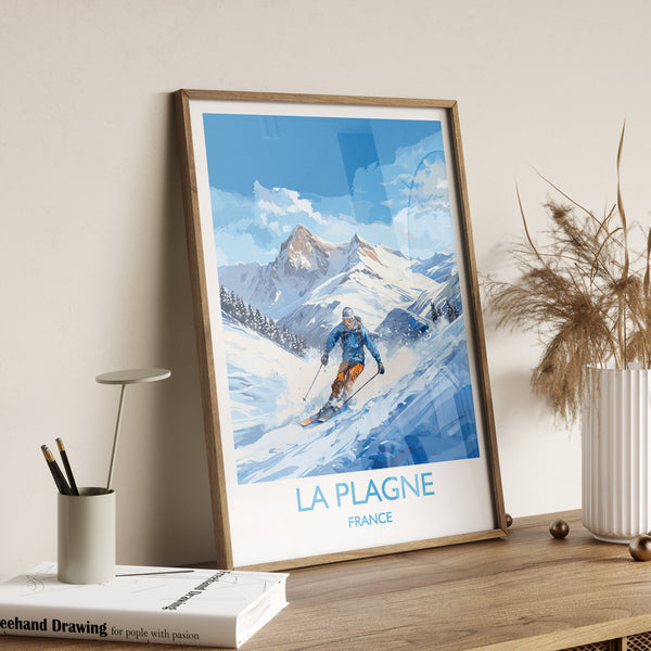 La Plagne Wall Art Travel Poster, Travel Print of La Plagne, Ski Poster, La Plagne Art Gift, France Ski Art Travel Gift