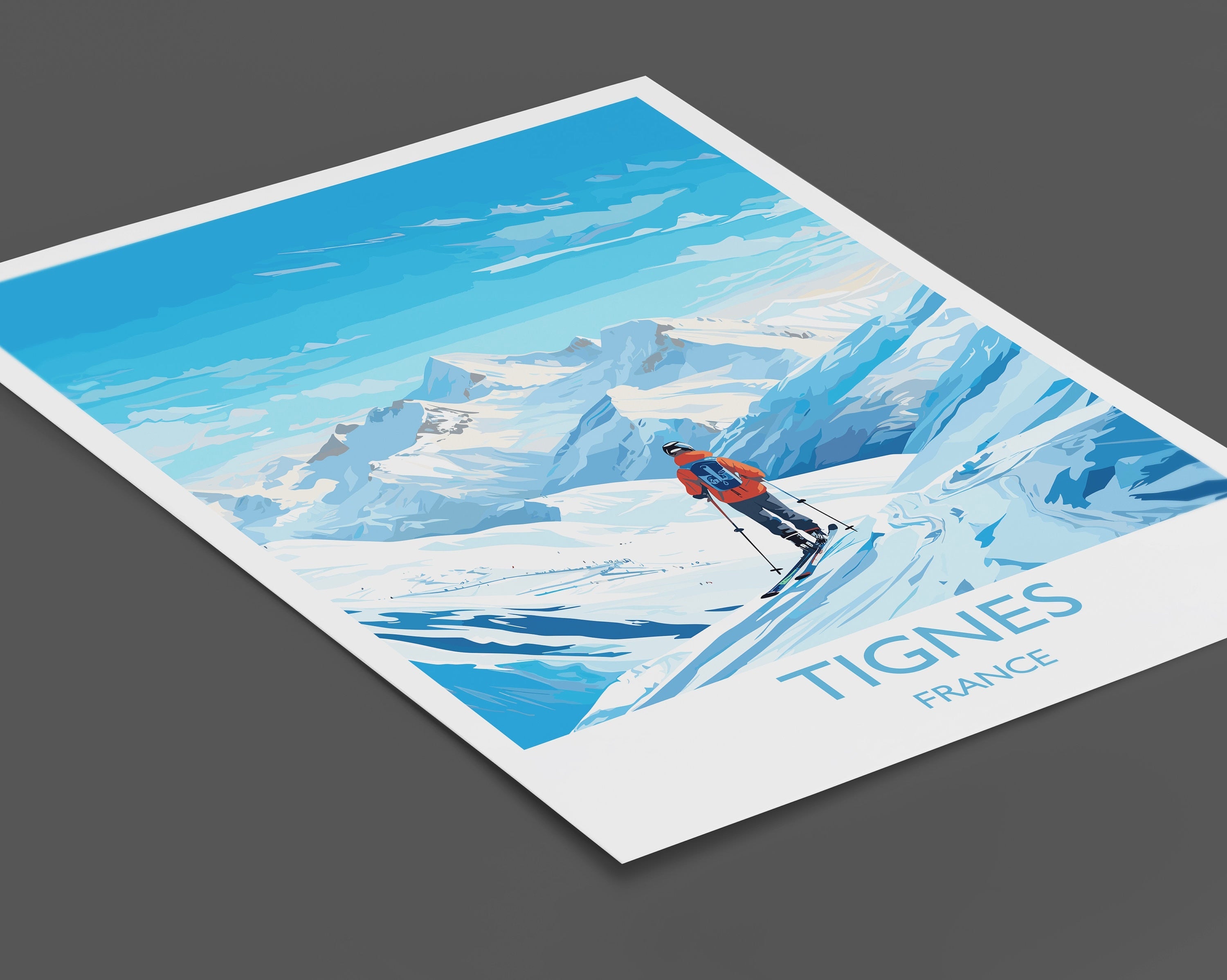 Tignes Wall Art Travel Poster, Travel Print of Tignes, Ski Poster, Tignes Art Gift, France Ski Art Travel Gift NQ Media Designs