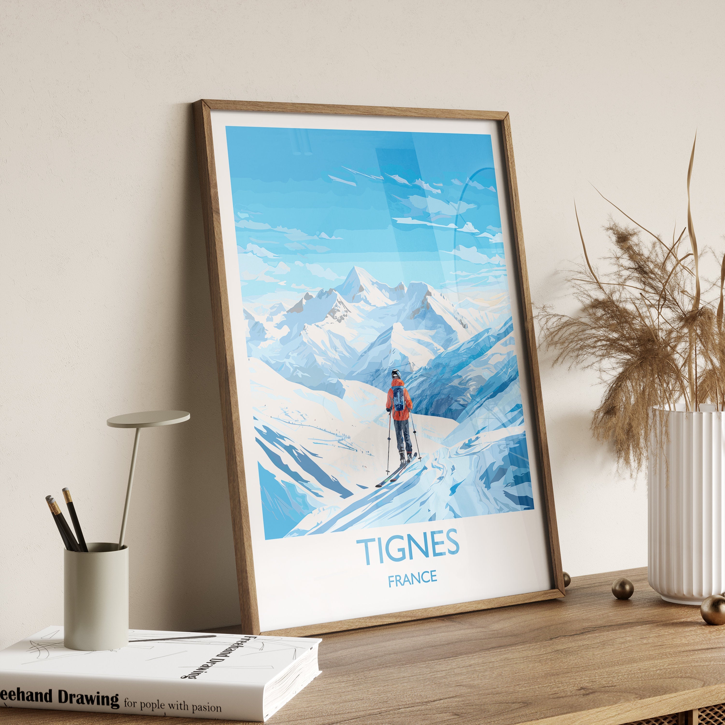 Tignes Wall Art Travel Poster, Travel Print of Tignes, Ski Poster, Tignes Art Gift, France Ski Art Travel Gift NQ Media Designs