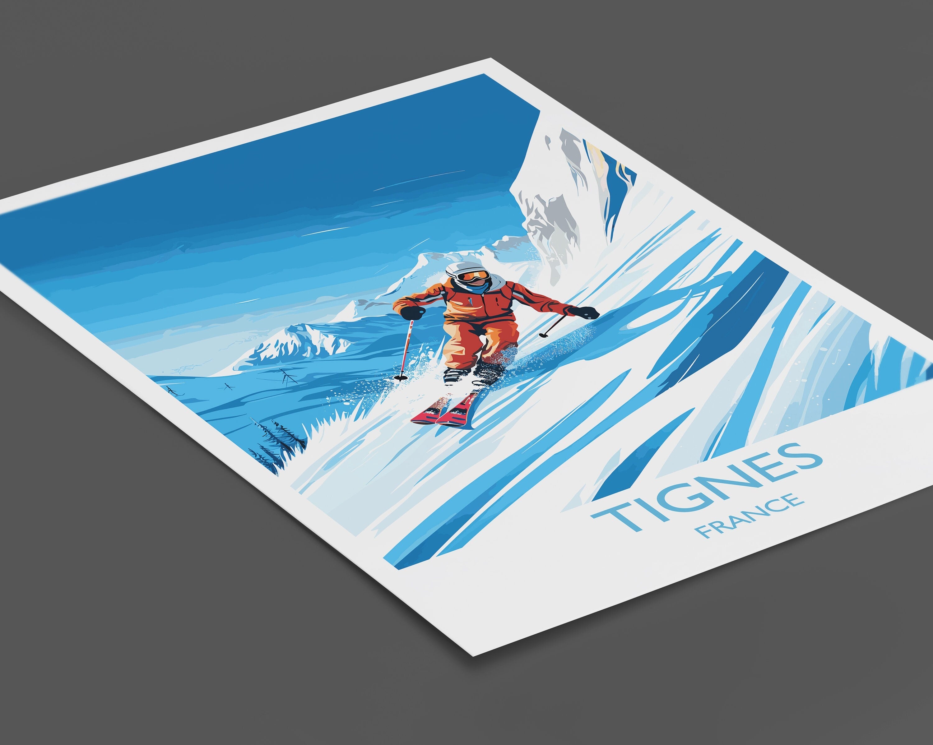 Tignes Wall Art Travel Poster, Travel Print of Tignes, Ski Poster, Tignes Art Gift, France Ski Art Travel Gift NQ Media Designs