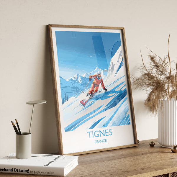 Tignes Wall Art Travel Poster, Travel Print of Tignes, Ski Poster, Tignes Art Gift, France Ski Art Travel Gift