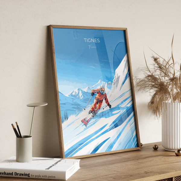 Tignes Wall Art Travel Poster, Travel Print of Tignes, Ski Poster, Tignes Art Gift, France Ski Art Travel Gift