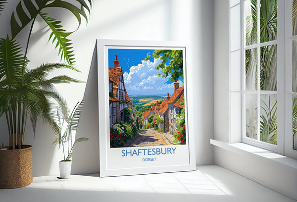 Shaftesbury Travel Print Wall Art, Travel Poster of Shaftesbury, England, Dorset Coast Art Lovers Gift, Dorset Wall Decor