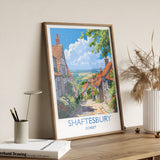 Shaftesbury Travel Print Wall Art, Travel Poster of Shaftesbury, England, Dorset Coast Art Lovers Gift, Dorset Wall Decor NQ Media Designs
