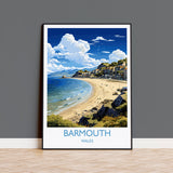 Barmouth Travel Poster Wall Art, Barmouth Travel Print, Wales, Welsh Art, Barmouth Gift, Wall Art Print NQ Media Designs