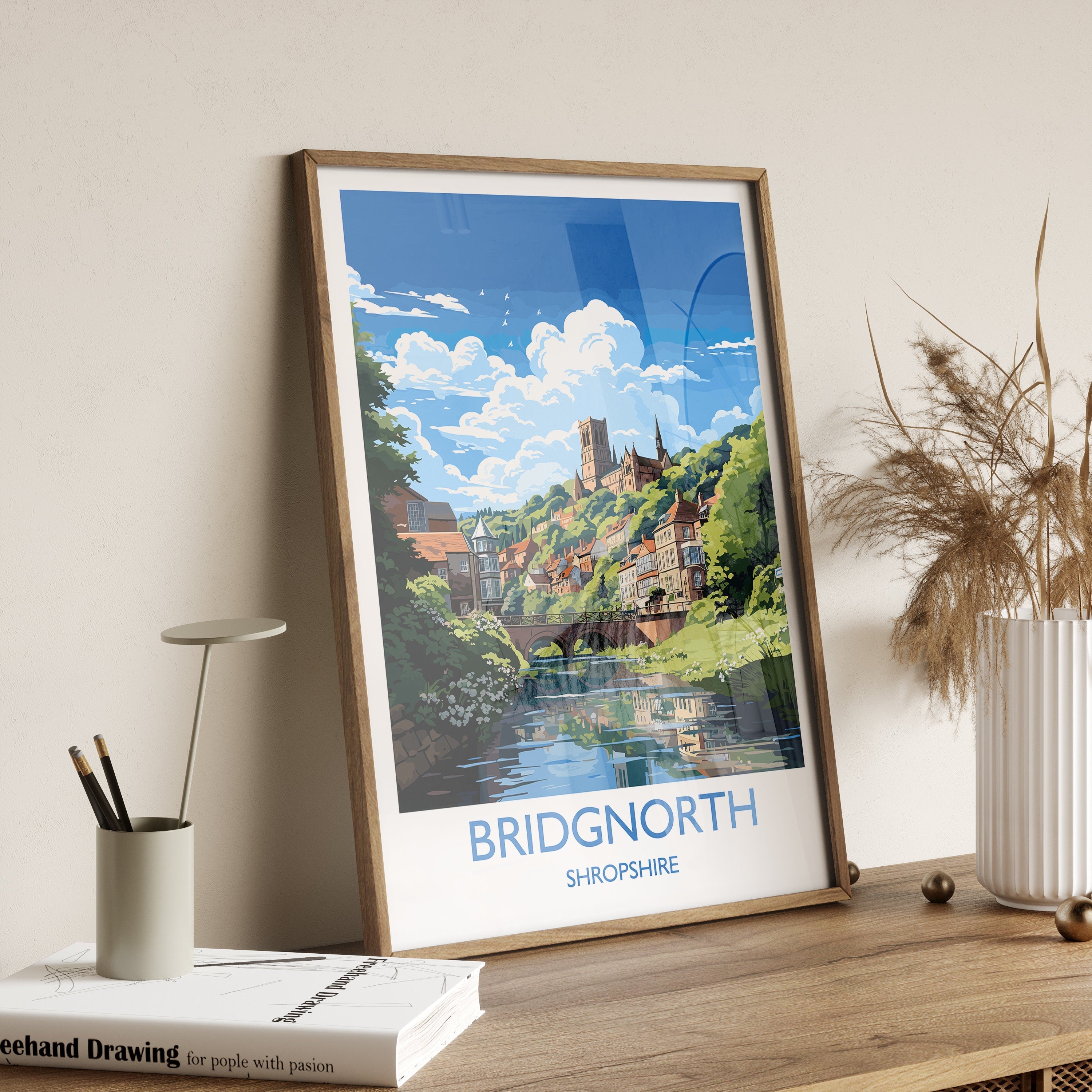 Bridgnorth Travel Print Wall Art, Travel Poster of Bridgnorth, England, Shropshire Art Lovers Gift, Bridgnorth Wall Decor NQ Media Designs