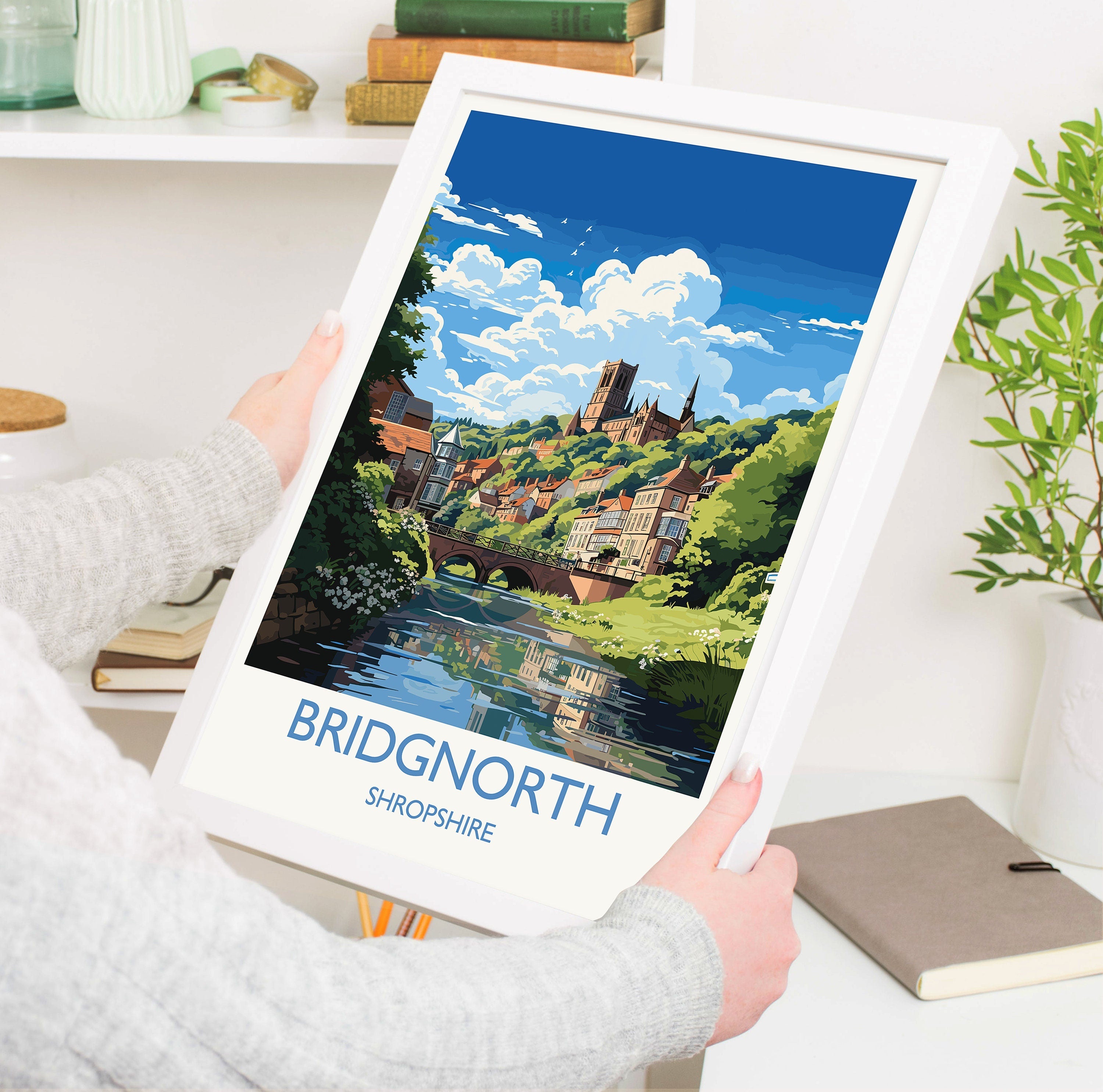 Bridgnorth Travel Print Wall Art, Travel Poster of Bridgnorth, England, Shropshire Art Lovers Gift, Bridgnorth Wall Decor NQ Media Designs