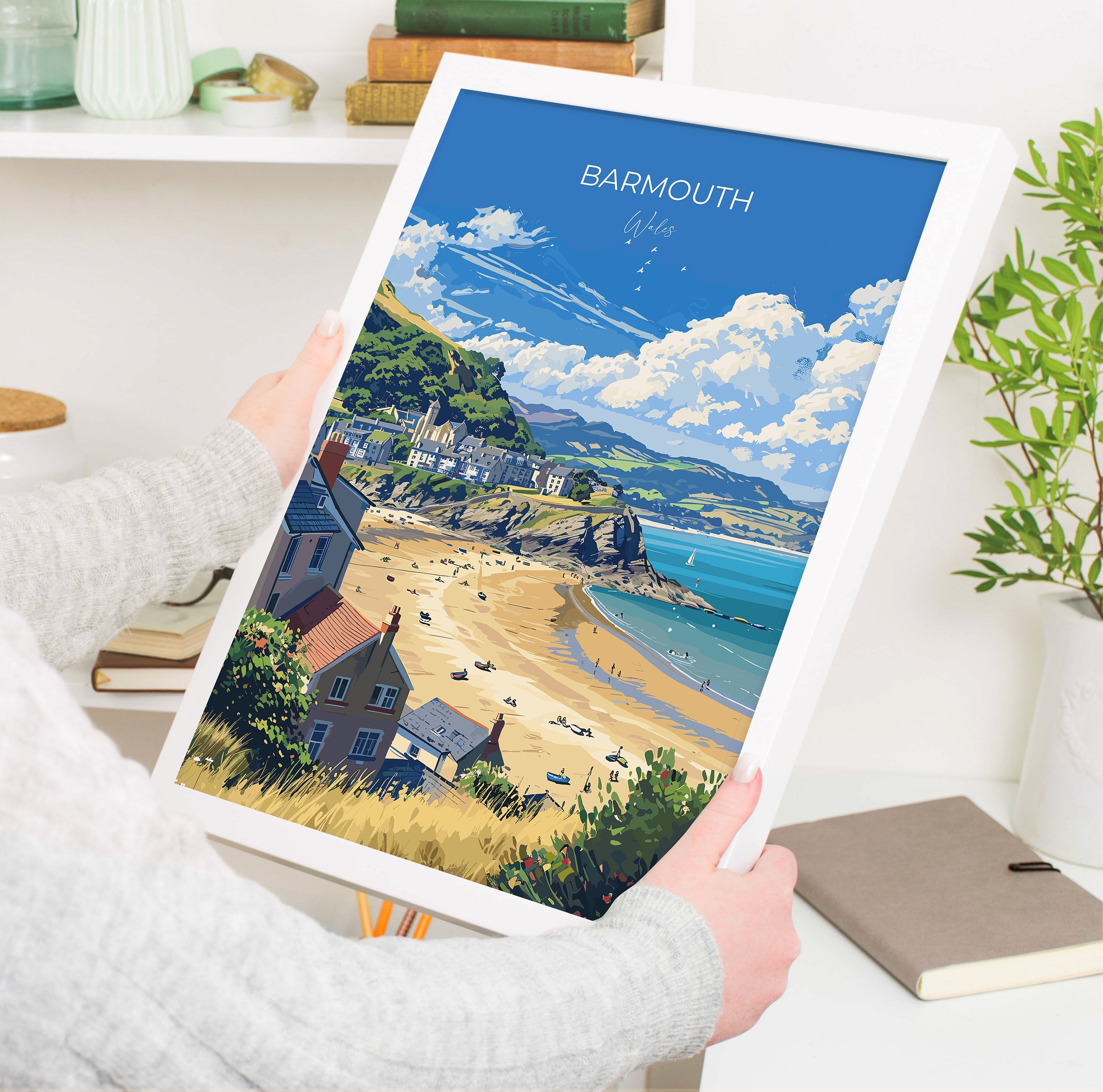Barmouth Travel Print Wall Art, Barmouth Travel Poster, Wales, Welsh Art, Barmouth Gift, Wall Art Print NQ Media Designs