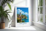 Lake Garda Travel Print Wall Art, Travel Poster of Lake Garda, Lake Garda Art Lovers Gift, Italy, Italian Lakes Art Gift NQ Media Designs