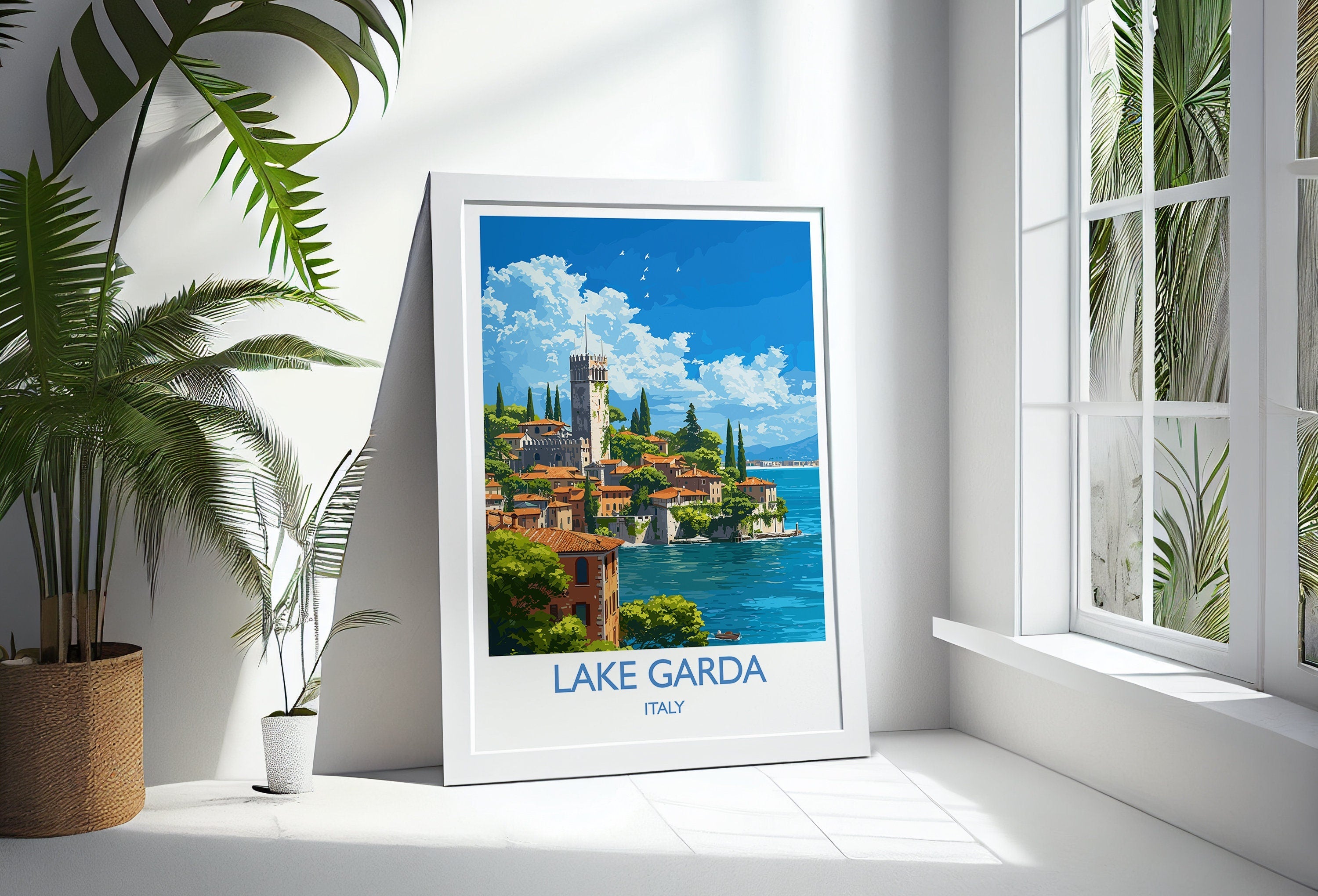 Lake Garda Travel Print Wall Art, Travel Poster of Lake Garda, Lake Garda Art Lovers Gift, Italy, Italian Lakes Art Gift NQ Media Designs