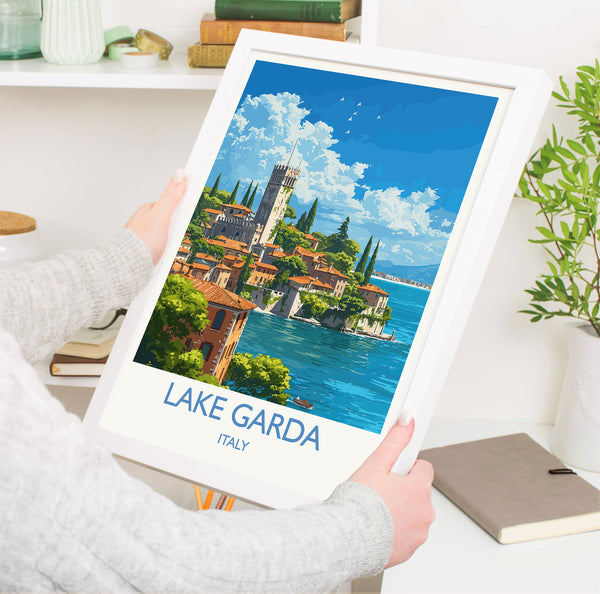 Lake Garda Travel Print Wall Art, Travel Poster of Lake Garda, Lake Garda Art Lovers Gift, Italy, Italian Lakes Art Gift
