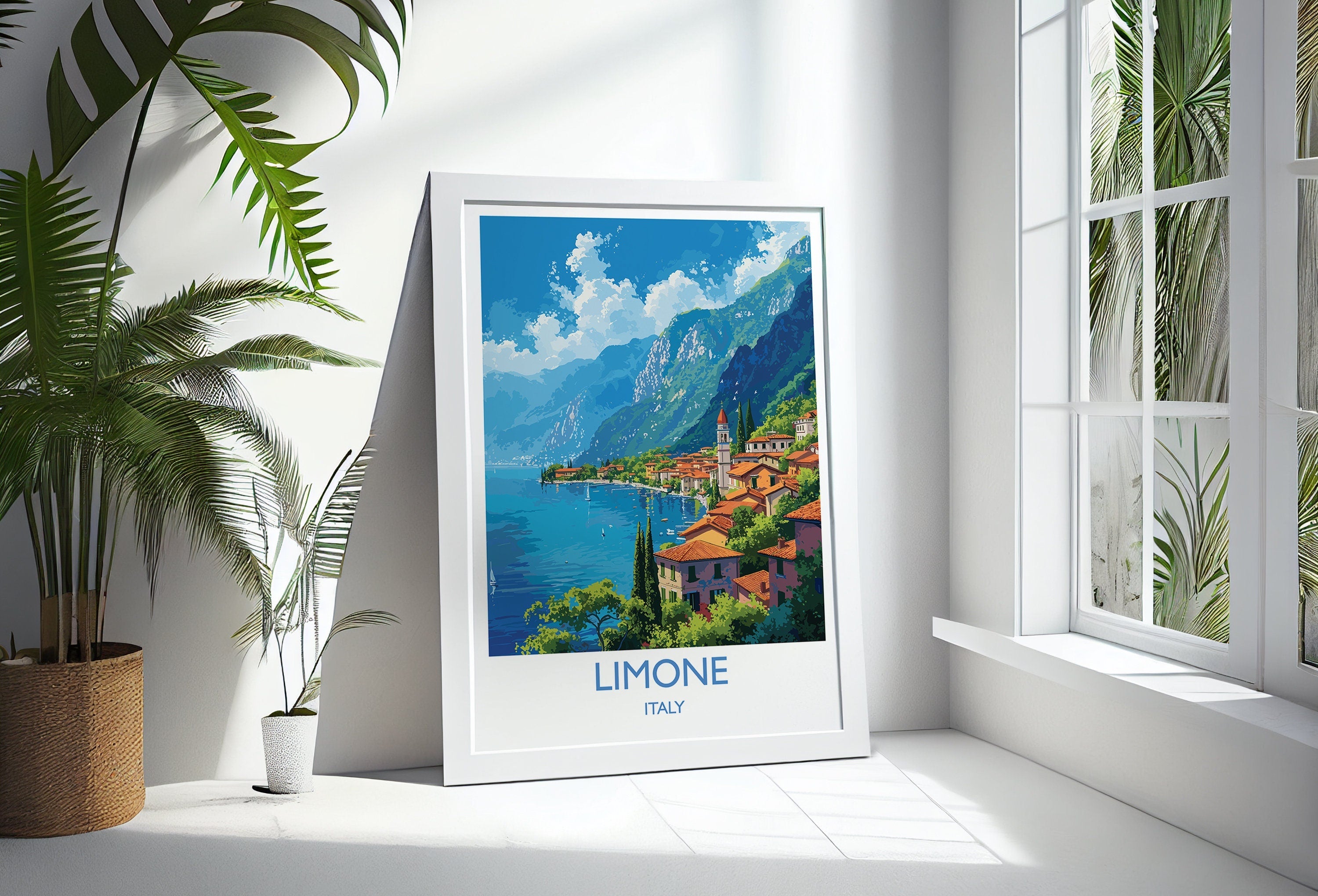 Limone Travel Print Wall Art, Travel Poster of Lake Garda, Limone Art Lovers Gift, Italy, Italian Lakes Art Gift NQ Media Designs