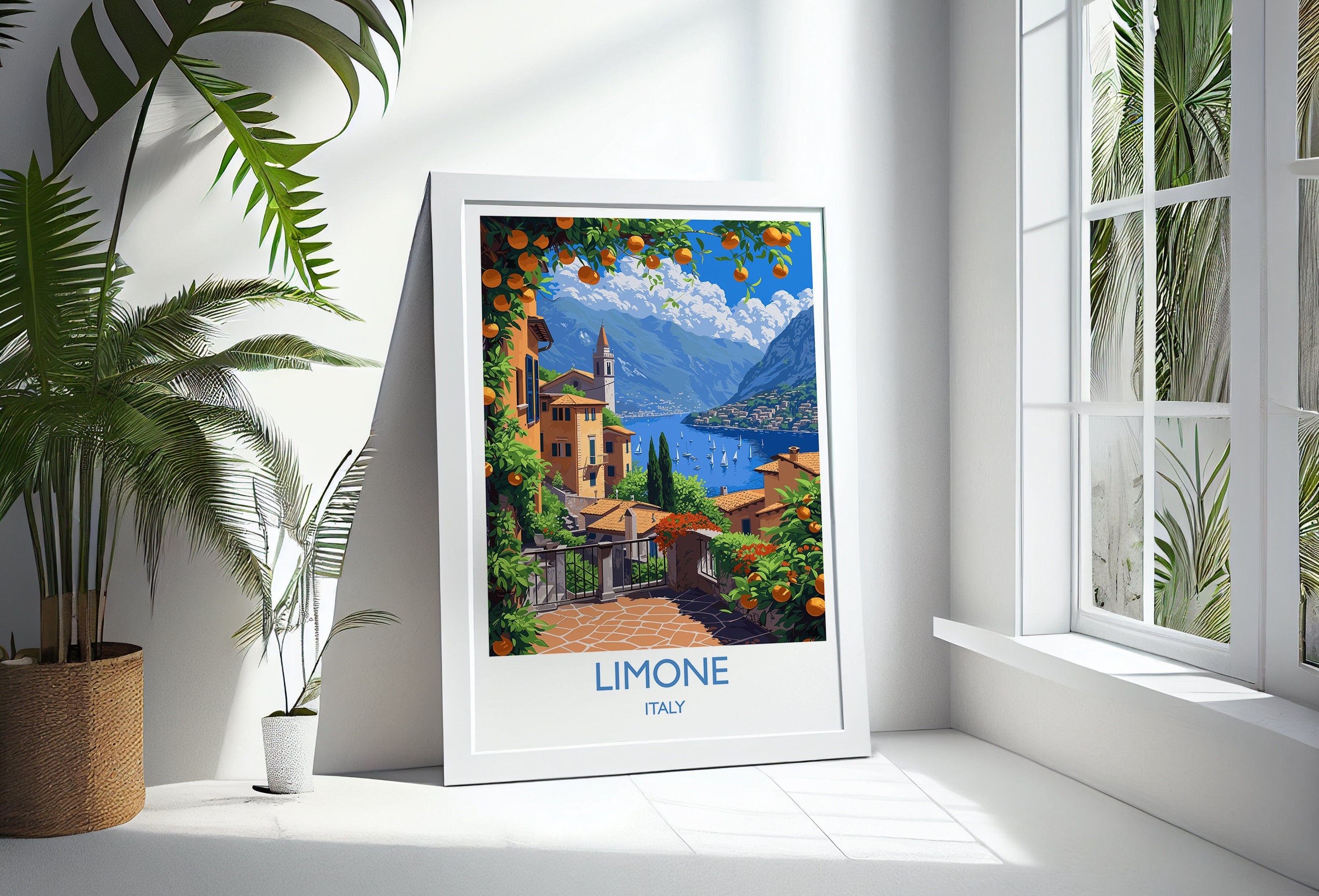 Limone Travel Poster Wall Art, Travel Print of Lake Garda, Limone Art Lovers Gift, Italy, Italian Lakes Art Gift NQ Media Designs
