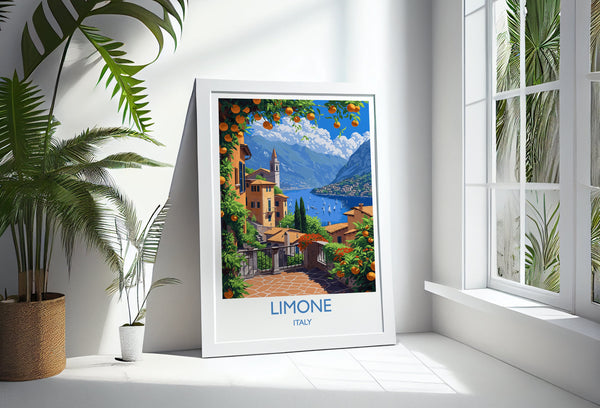 Limone Travel Poster Wall Art, Travel Print of Lake Garda, Limone Art Lovers Gift, Italy, Italian Lakes Art Gift