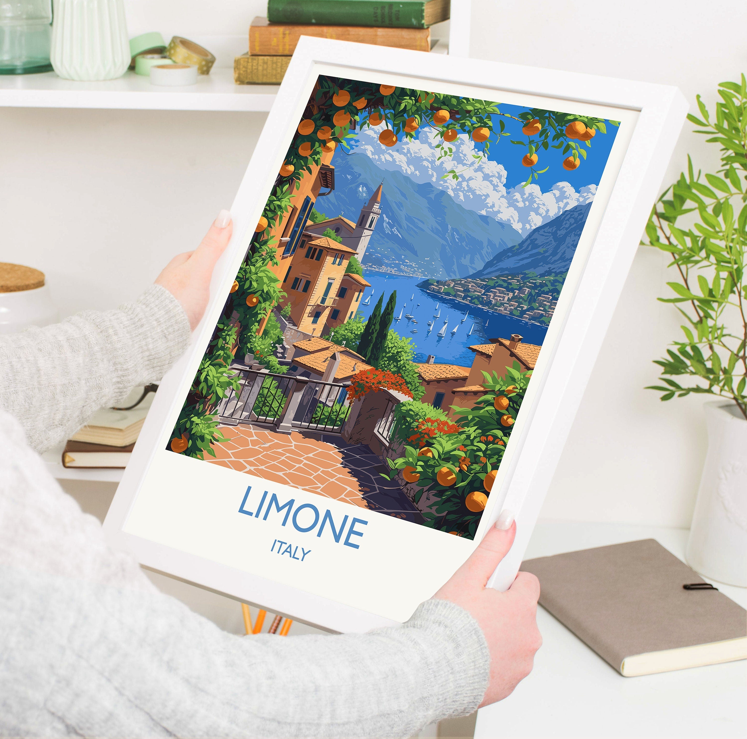 Limone Travel Poster Wall Art, Travel Print of Lake Garda, Limone Art Lovers Gift, Italy, Italian Lakes Art Gift NQ Media Designs