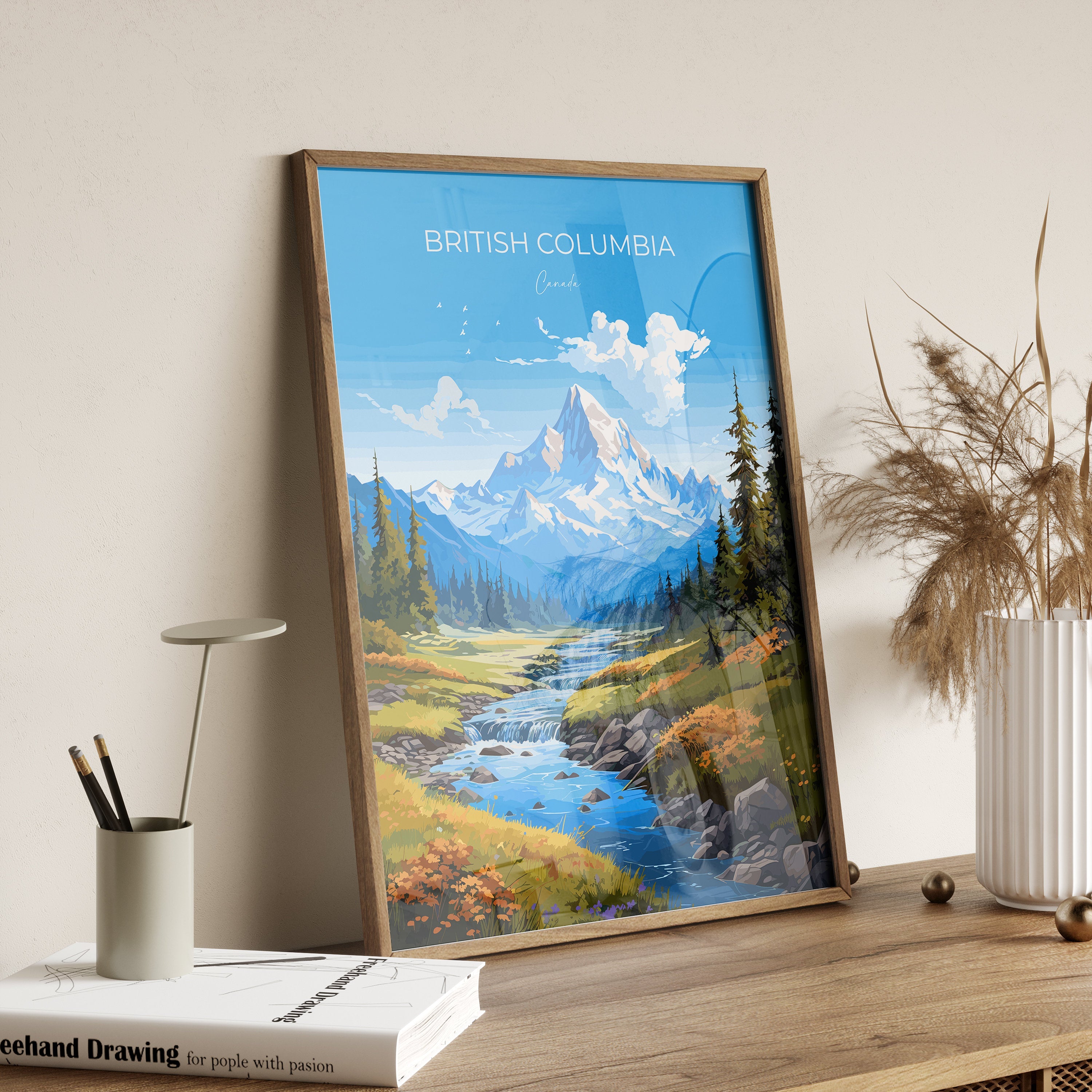British Columbia Wall Art Travel Print, Travel Poster of British Columbia, British Columbia Art Lovers Gift, Canada Art Travel Gift NQ Media Designs