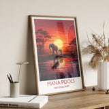 Mana Pools Travel Print Wall Art, Travel Poster of Mana Pools, Zimbabwe Gift, Mana Pools National Park Sunset Africa Art Gift NQ Media Designs