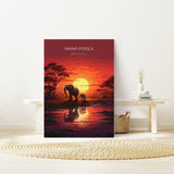 Mana Pools Travel Poster Wall Art, Travel Print of Mana Pools, Zimbabwe Gift, Mana Pools National Park Sunset Africa Art Gift NQ Media Designs