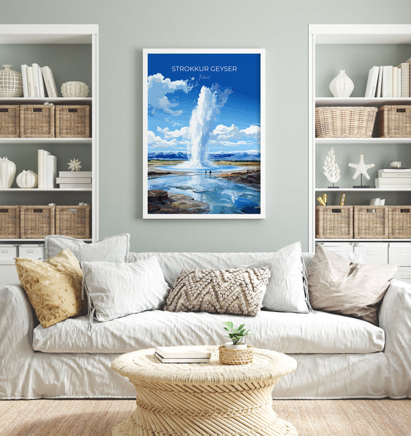 Strokkur Geyser Print Wall Art, Strokkur Geyser Travel Poster, Iceland Wall Art, Strokkur Geyser Art Lovers Gift, Iceland Gift