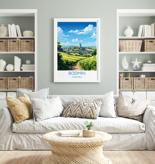 Bodmin Travel Poster, Travel Print of Cornwall, England, Cornwall Art, Bodmin Gift, Wall Art Print