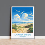 Camber Sands Travel Poster Wall Art, Camber Sands Travel Print, East Sussex, English Coastal Art, Camber Sands Gift, Wall Art Print NQ Media Designs